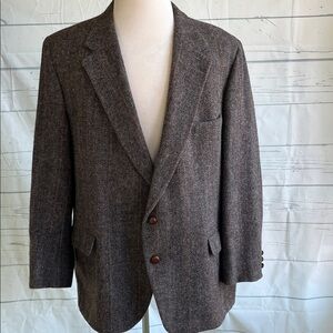 Harris tweed 2 button blazer suede elbows 48 r